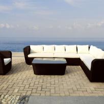 Rattan Lounge Deluxe weiss